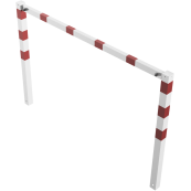 Stationary access barriers | for bolting on site | with top bar | hot-dip galvanized and white coatedwith red reflecting stripes | total width: 2000 mm